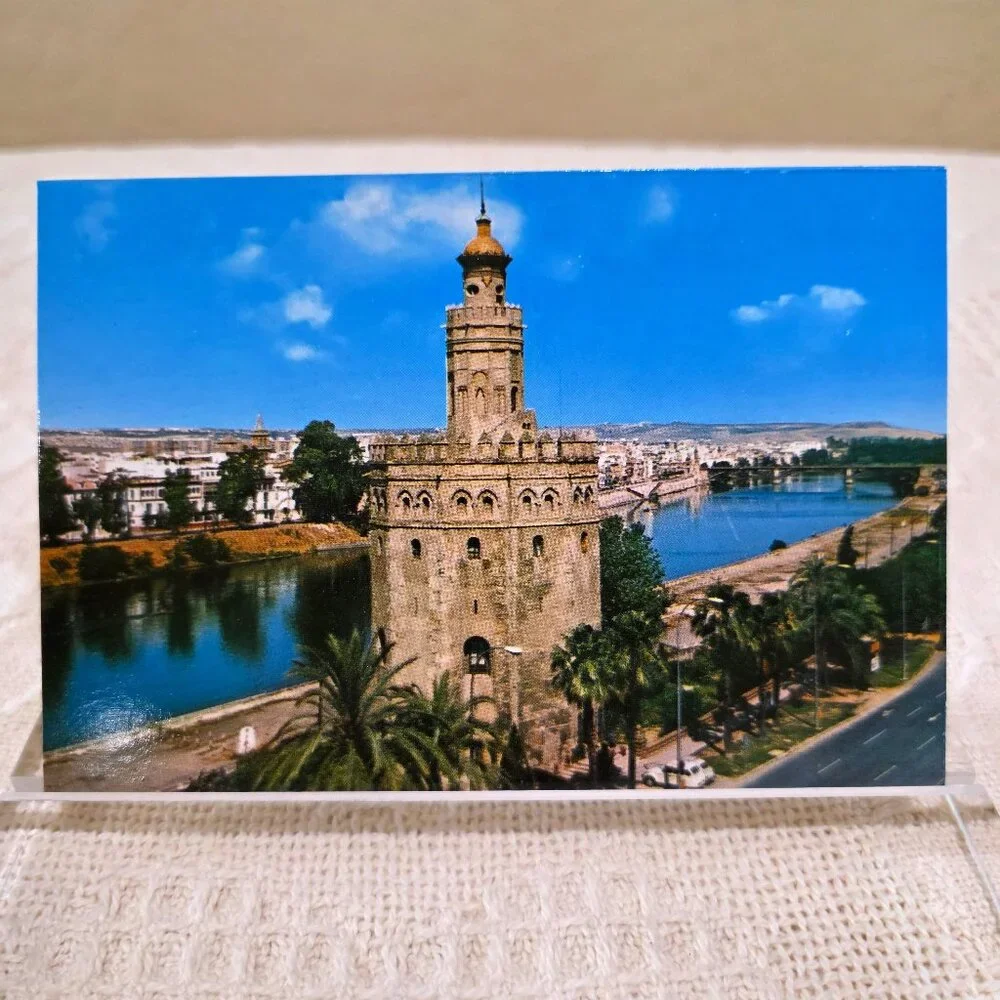 Vintage Sevilla The Golden Tower Guadalquivir Coleccion Triana Spain Postcard UP
